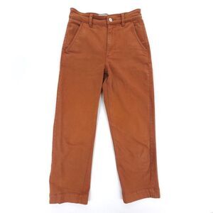 EVERLANE Cropped Straight Leg Utility Pants 70s Sailor Jeans Cognac Brown Boho